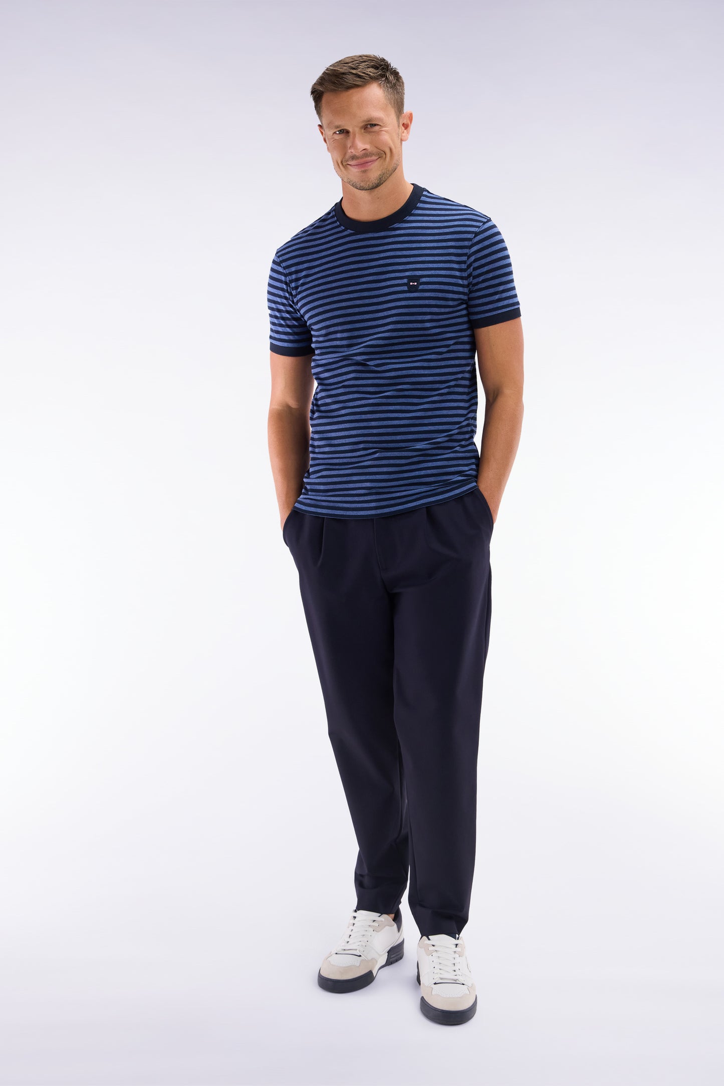 Navy elastic waistband pants