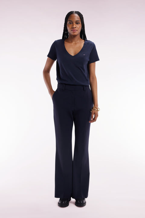 Pantalon en laine vierge marine coupe droite - Image 3