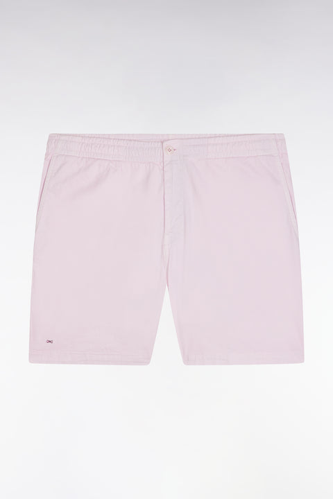 Short à taille élastique en coton stretch uni rose - Image 2
