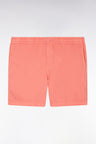 Short à taille élastique en coton stretch uni rose saumon