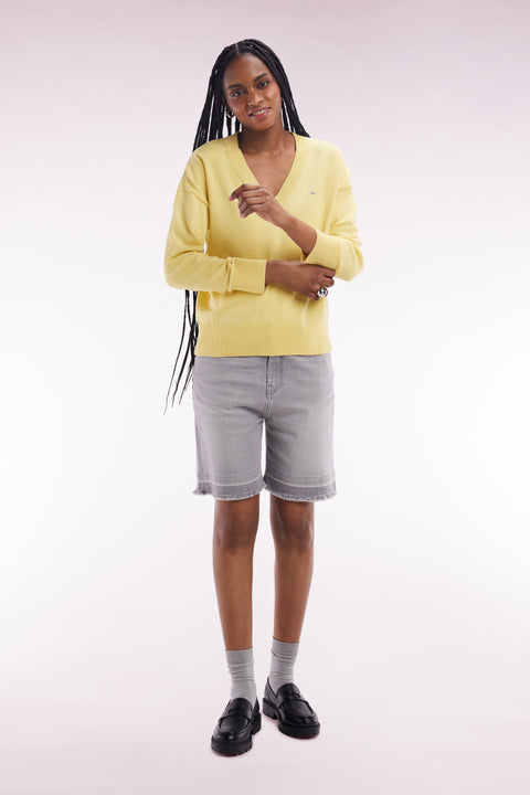 Short en denim stretch gris coupe décontractée - Image 1