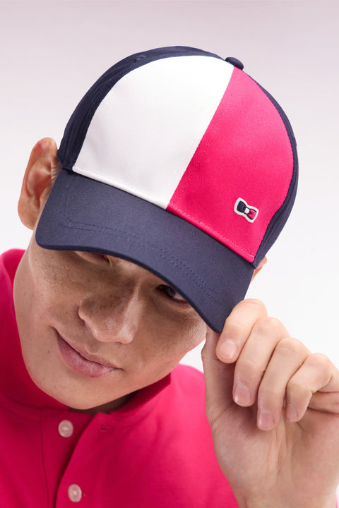Fuchsia cap in navy cotton twill - Image 1