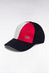 Fuchsia cap in navy cotton twill