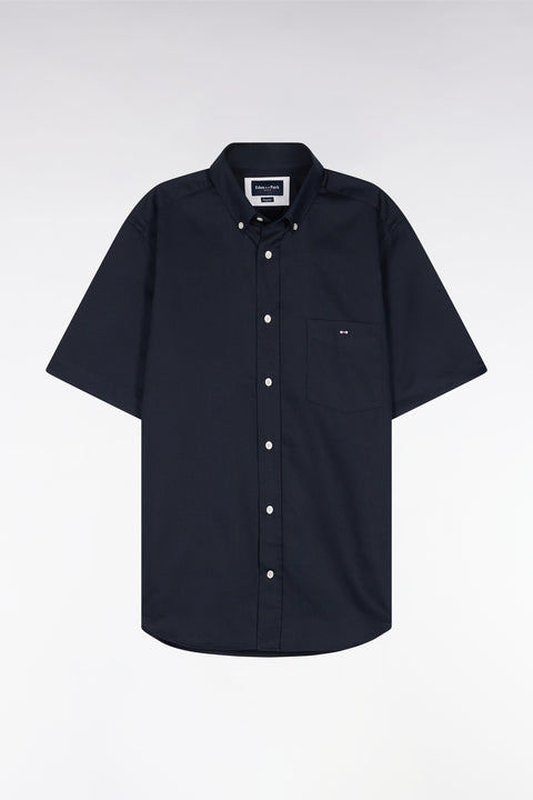 Chemise à manches courtes en coton marine coupe droite - Image 2