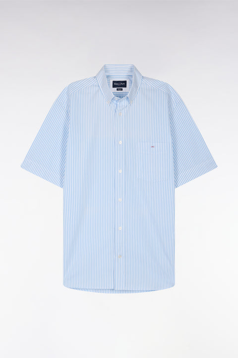 Chemise à manches courtes en coton rayé ciel coupe droite - Image 2