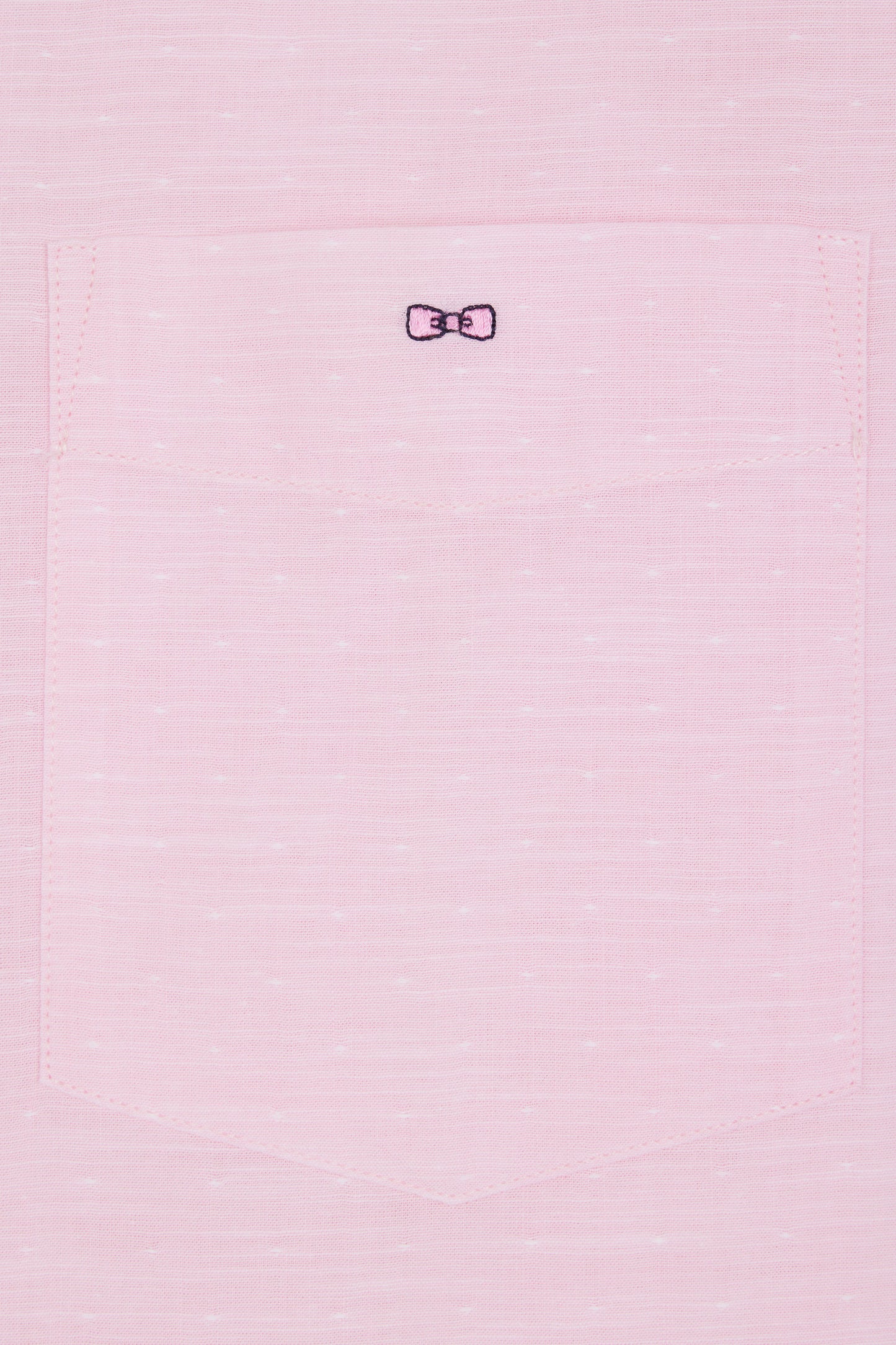 Straight short-sleeved pink shirt in textured cotton