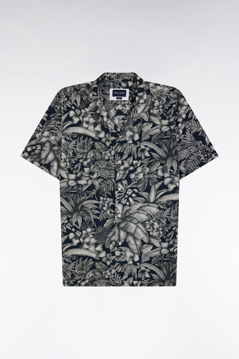 Chemise à manches courtes en coton marine imprimé jungle coupe ajustée - Image 2