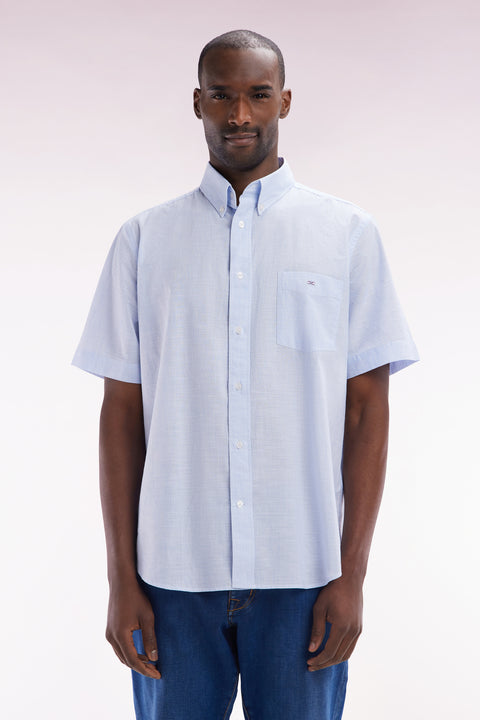 Chemise à manches courtes en coton ciel coupe droite - Image 1