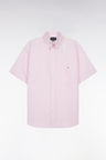 Straight short-sleeved pink cotton shirt