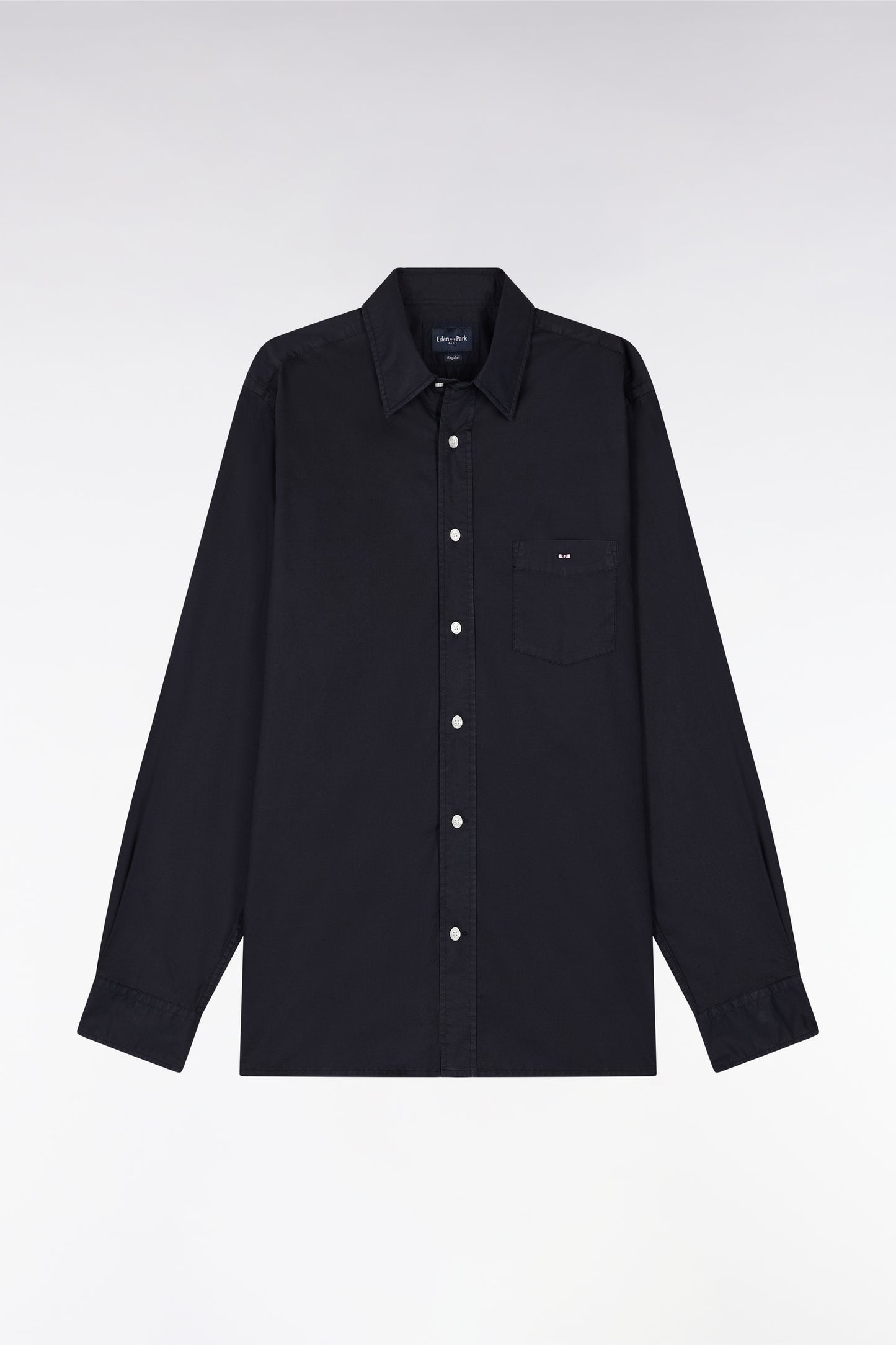 Chemise unisexe en coton et lyocell stretch marine coupe droite