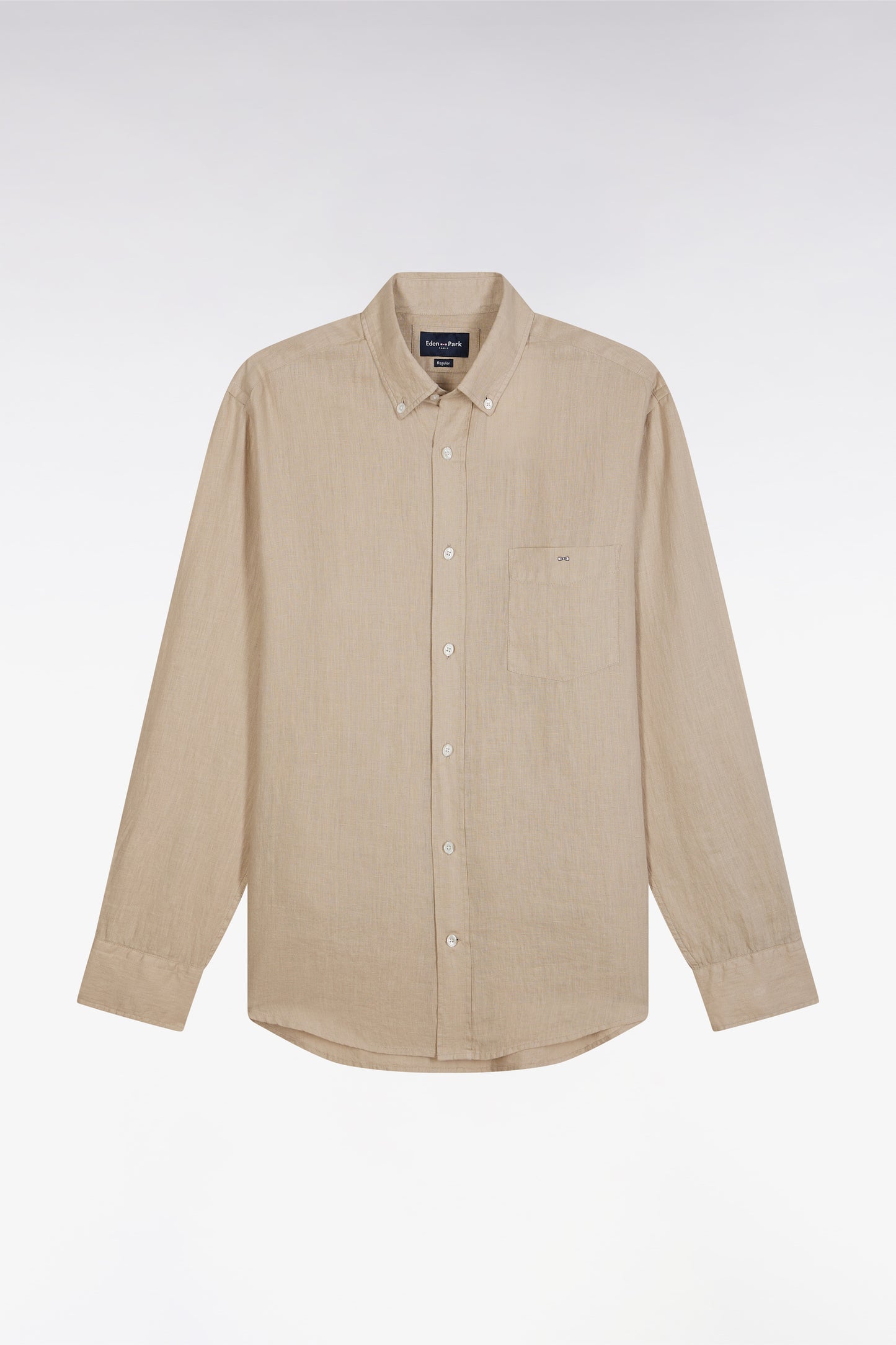 Straight-fit beige linen shirt