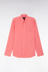 Straight-fit salmon linen shirt