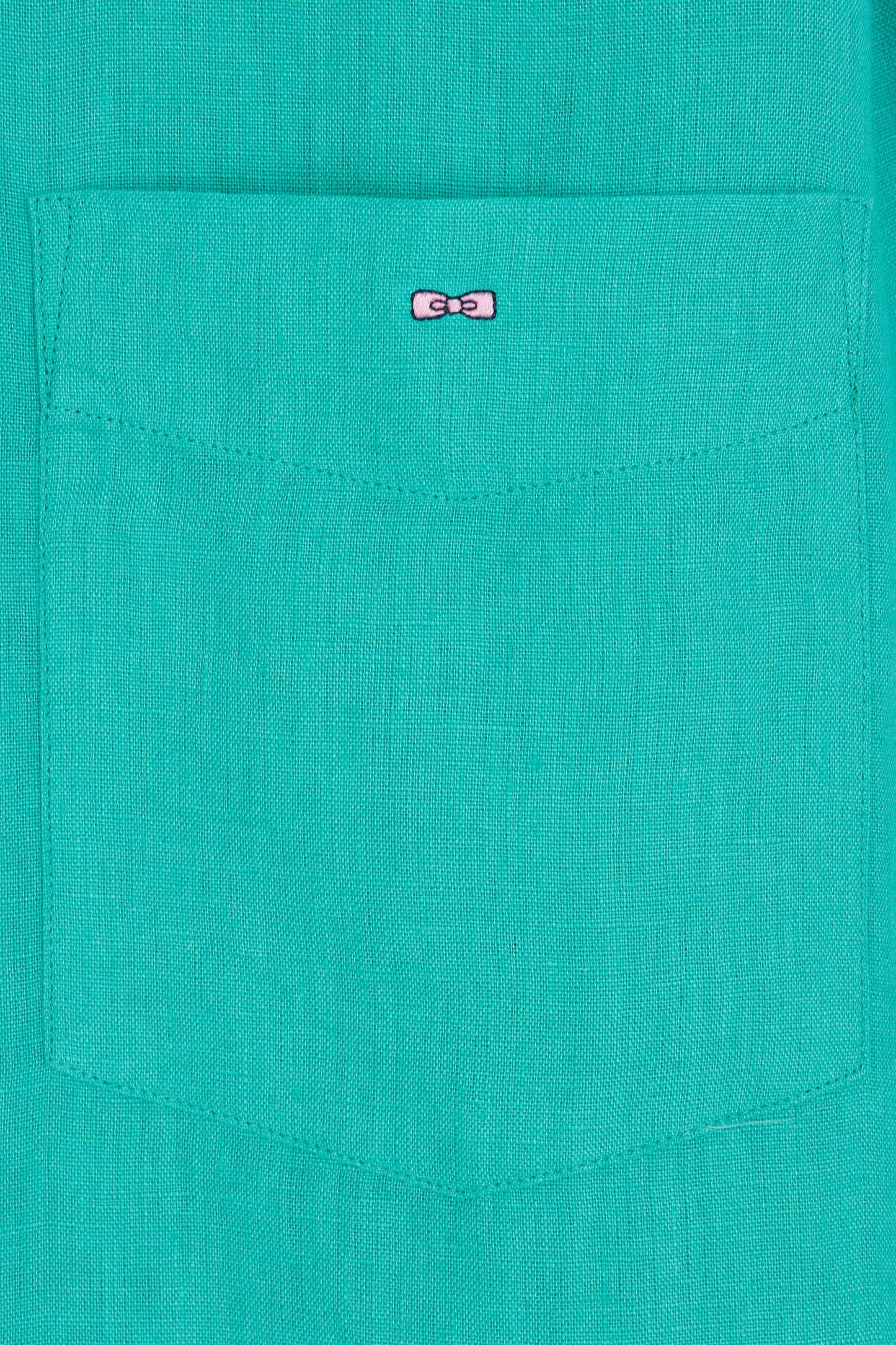Chemise en lin vert unie coupe droite