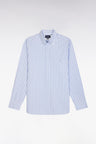 Chemise à rayures bâtons en coton gris clair coupe droite