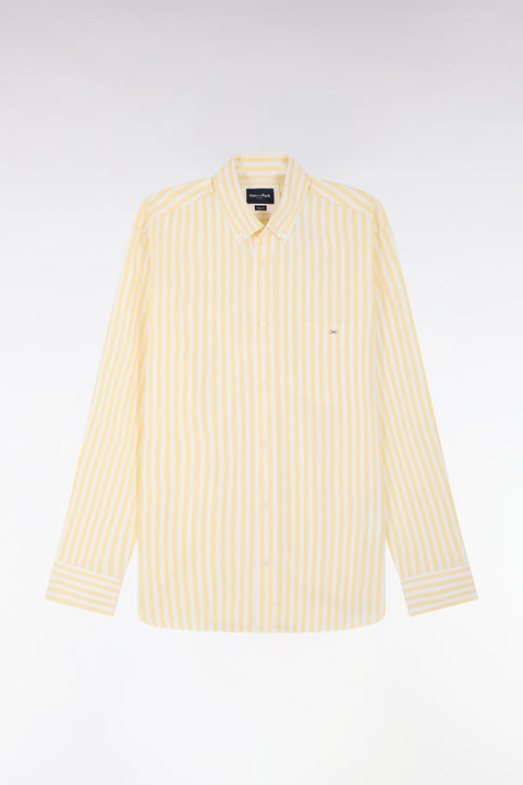 Chemise à rayures bâtons en coton ivoire coupe droite - Image 2