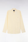 Chemise à rayures bâtons en coton ivoire coupe droite