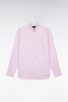 Chemise à rayures bâtons en coton rose coupe droite