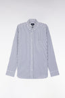 Straight-fit striped blue cotton shirt