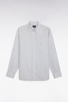 Straight-fit grey striped cotton shirt