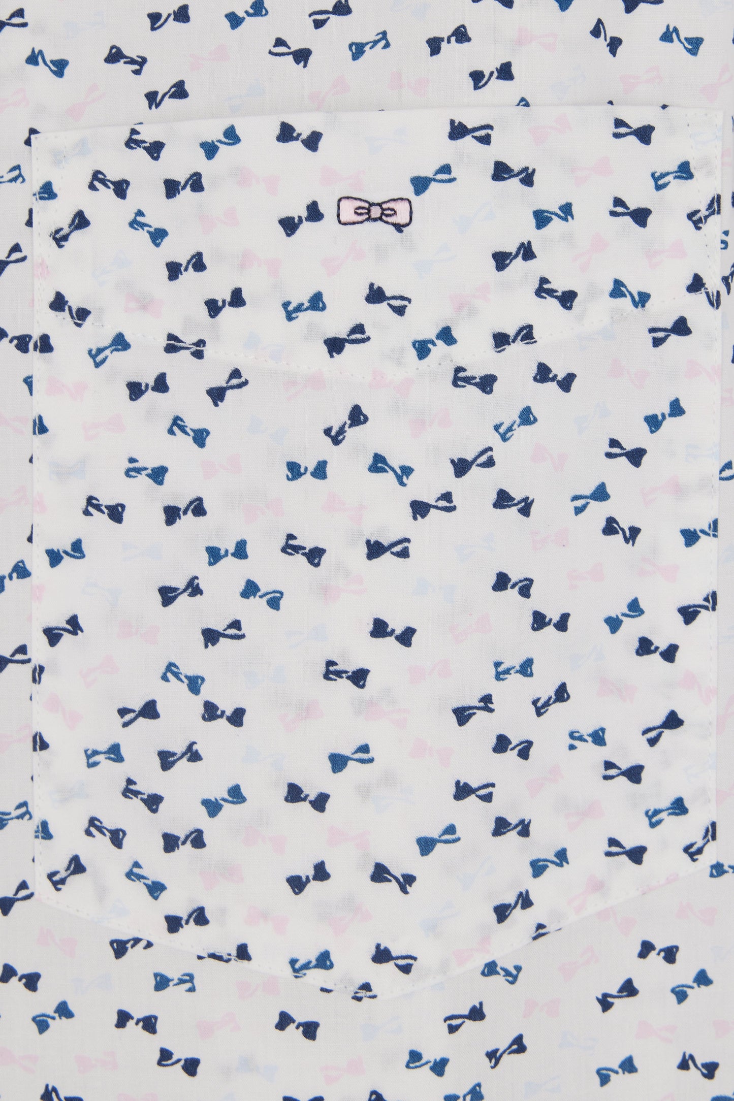 Straight-fit ecru cotton poplin shirt with bow tie microprint