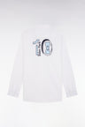 Straight-fit white pinpoint cotton shirt with 10 embroidery