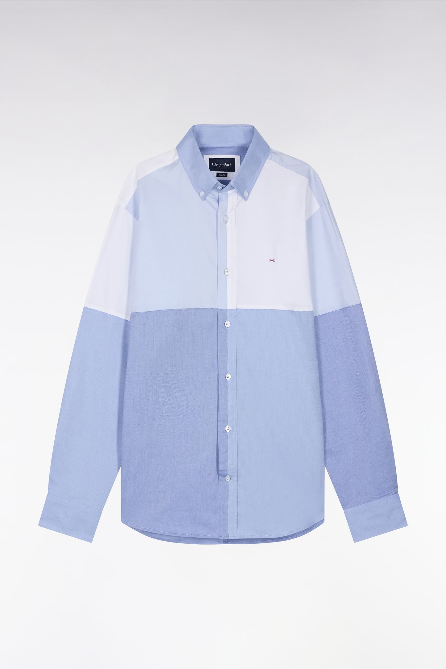 Straight-fit dark blue cotton twill shirt