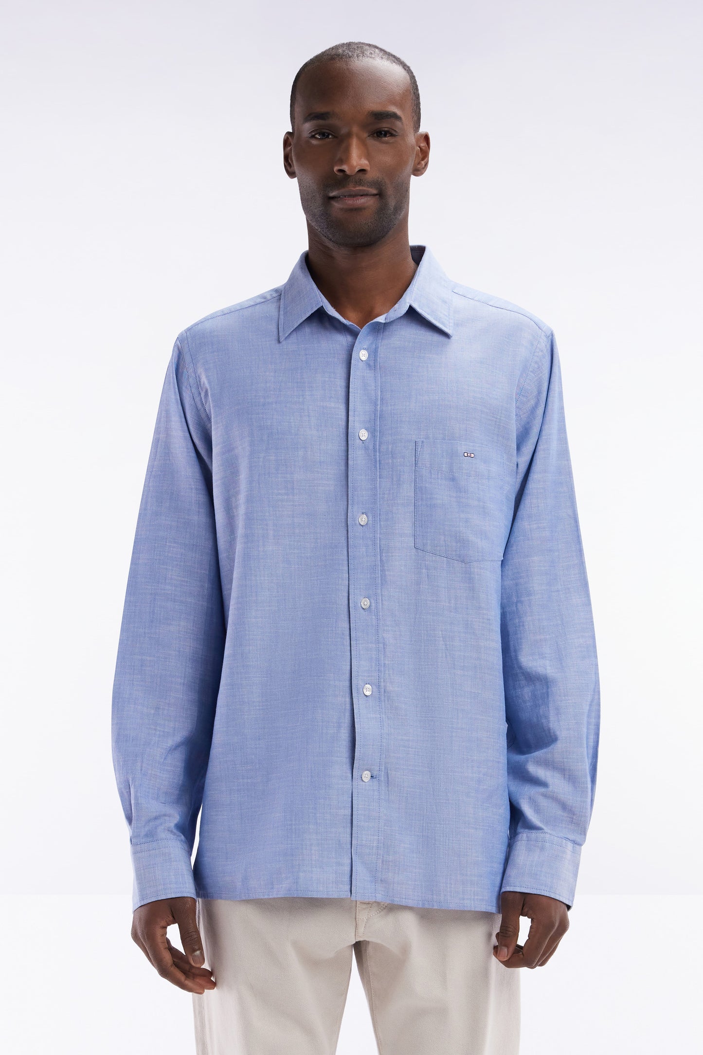Grey cotton shirt with patch pocket