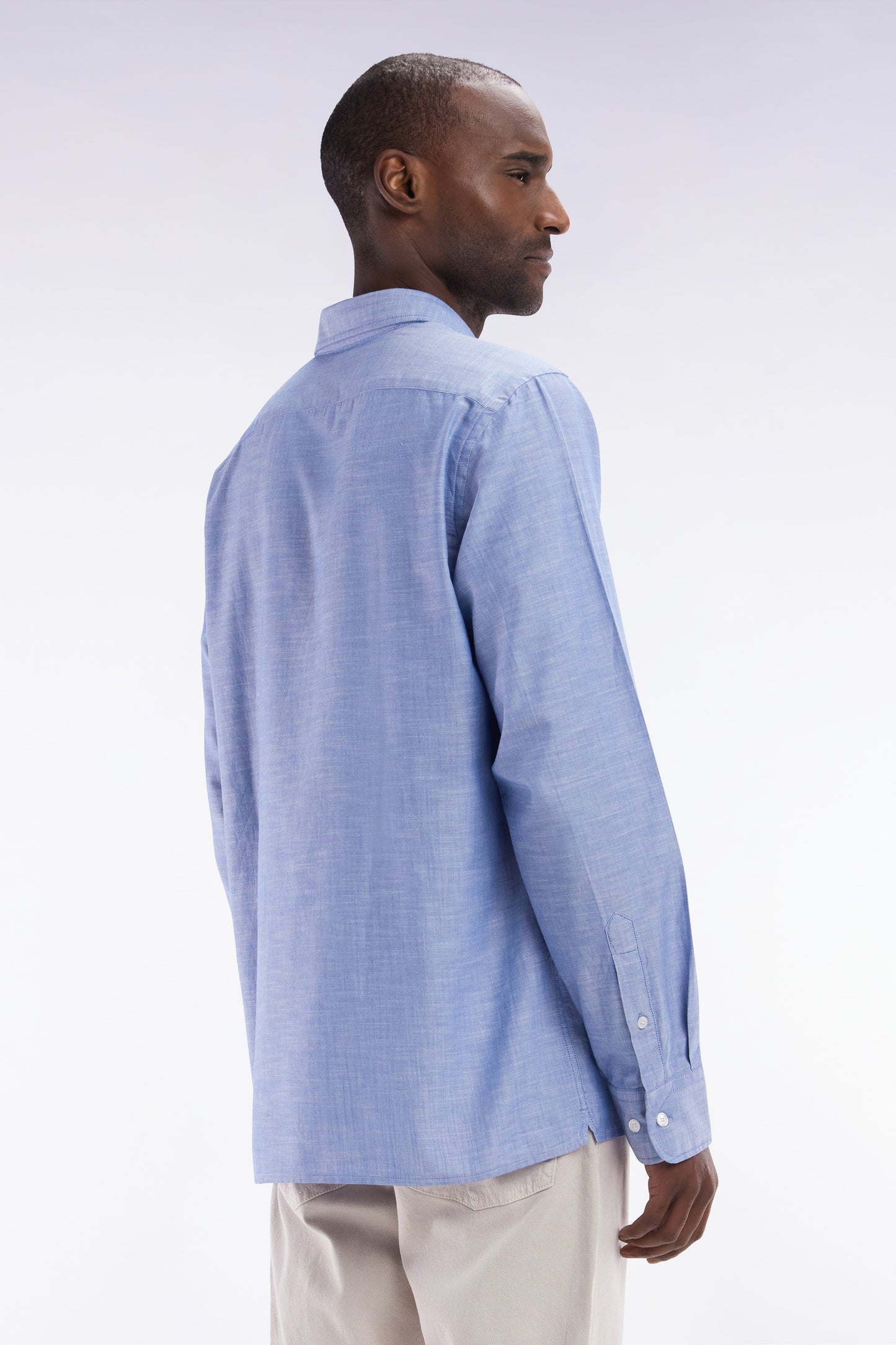 Grey cotton shirt with patch pocket