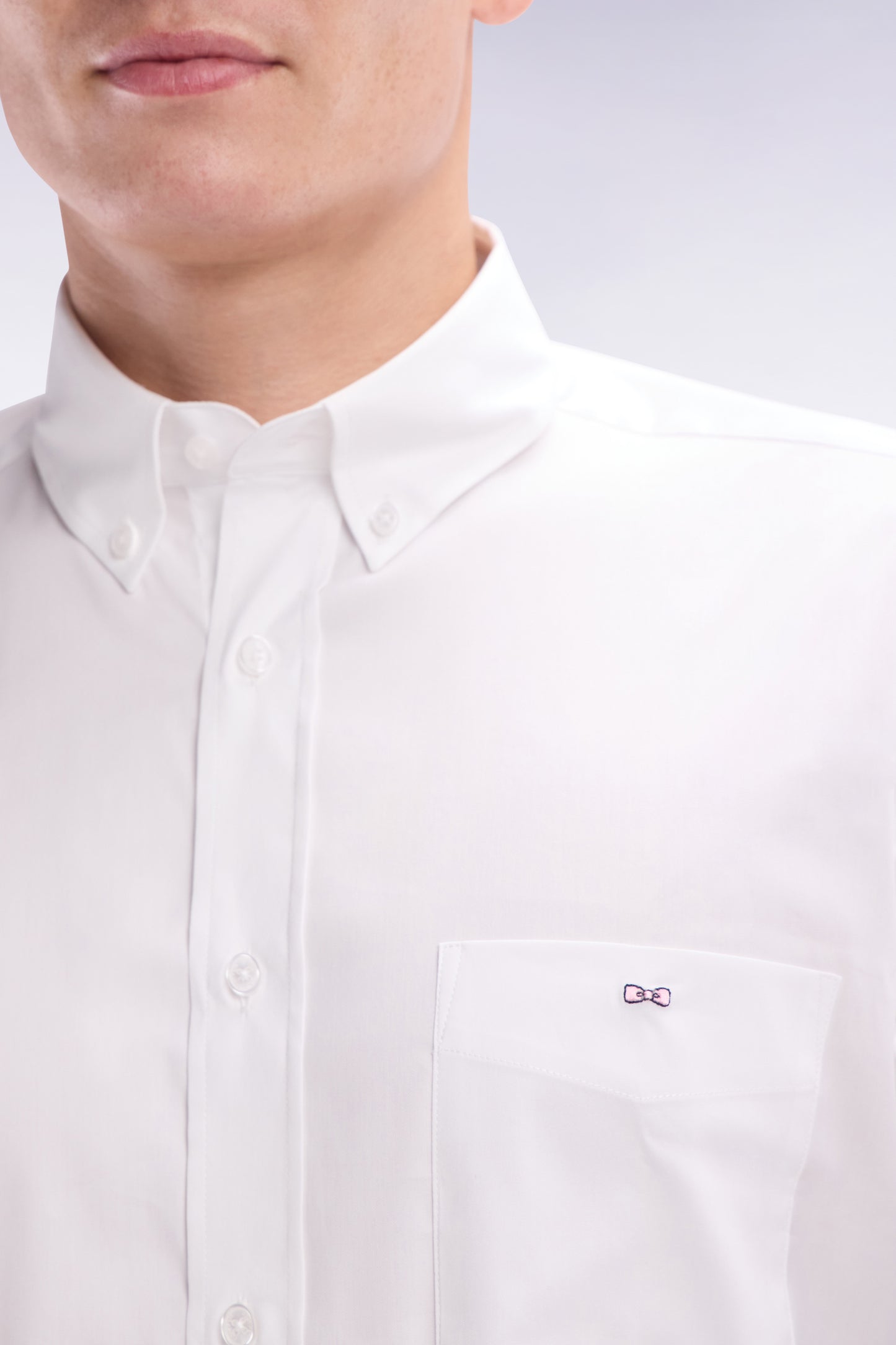 Straight-fit white cotton twill shirt