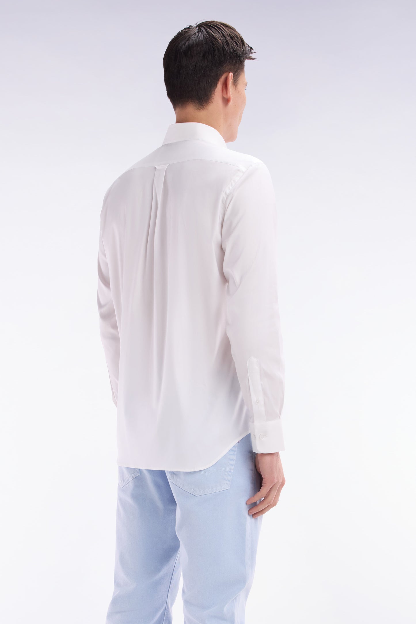 Straight-fit white cotton twill shirt