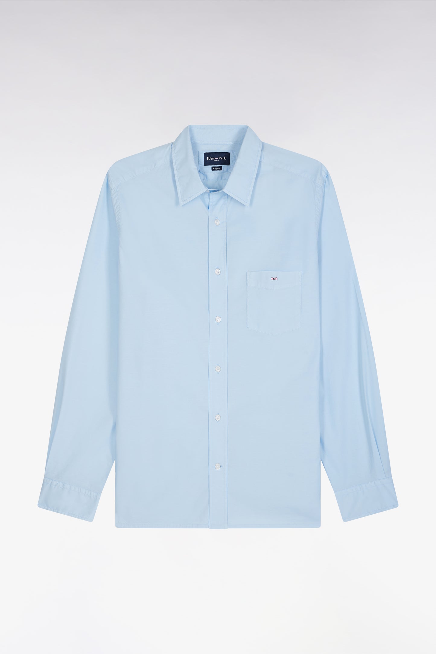 Straight-fit sky blue cotton twill shirt