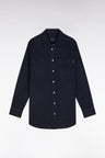 Oversized navy linen shirt with patch pockets