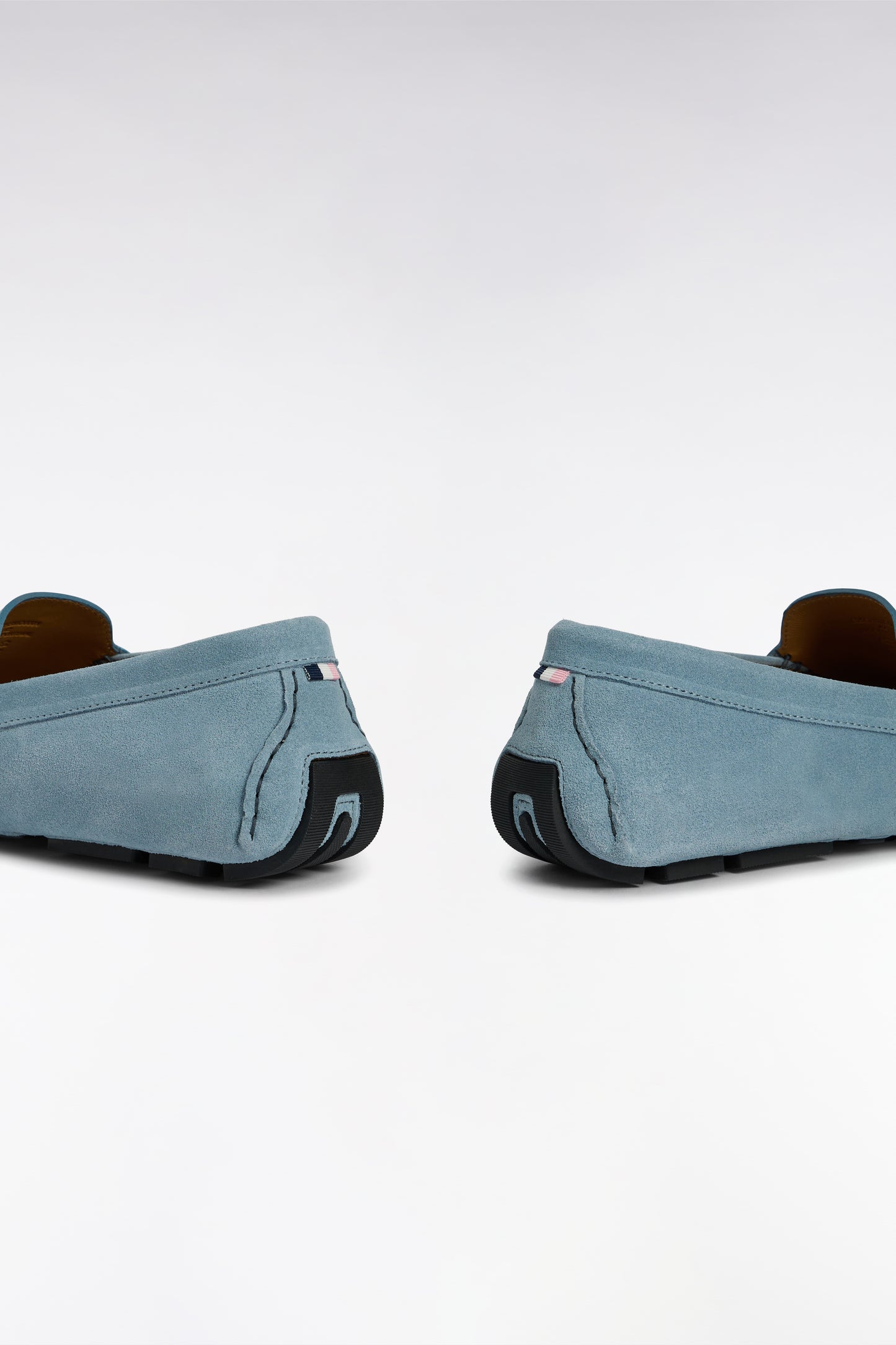 Sky blue suede leather loafers