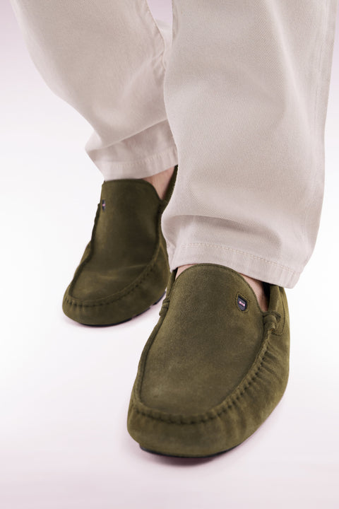 Mocassins en cuir suédé kakis - Image 2