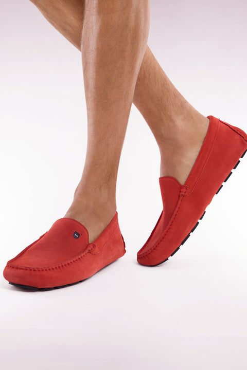 Mocassins en cuir suédé rouges - Image 2