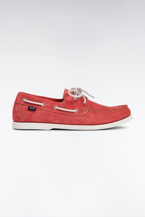 Mocassins bateau en cuir suédé rouge - Image 1