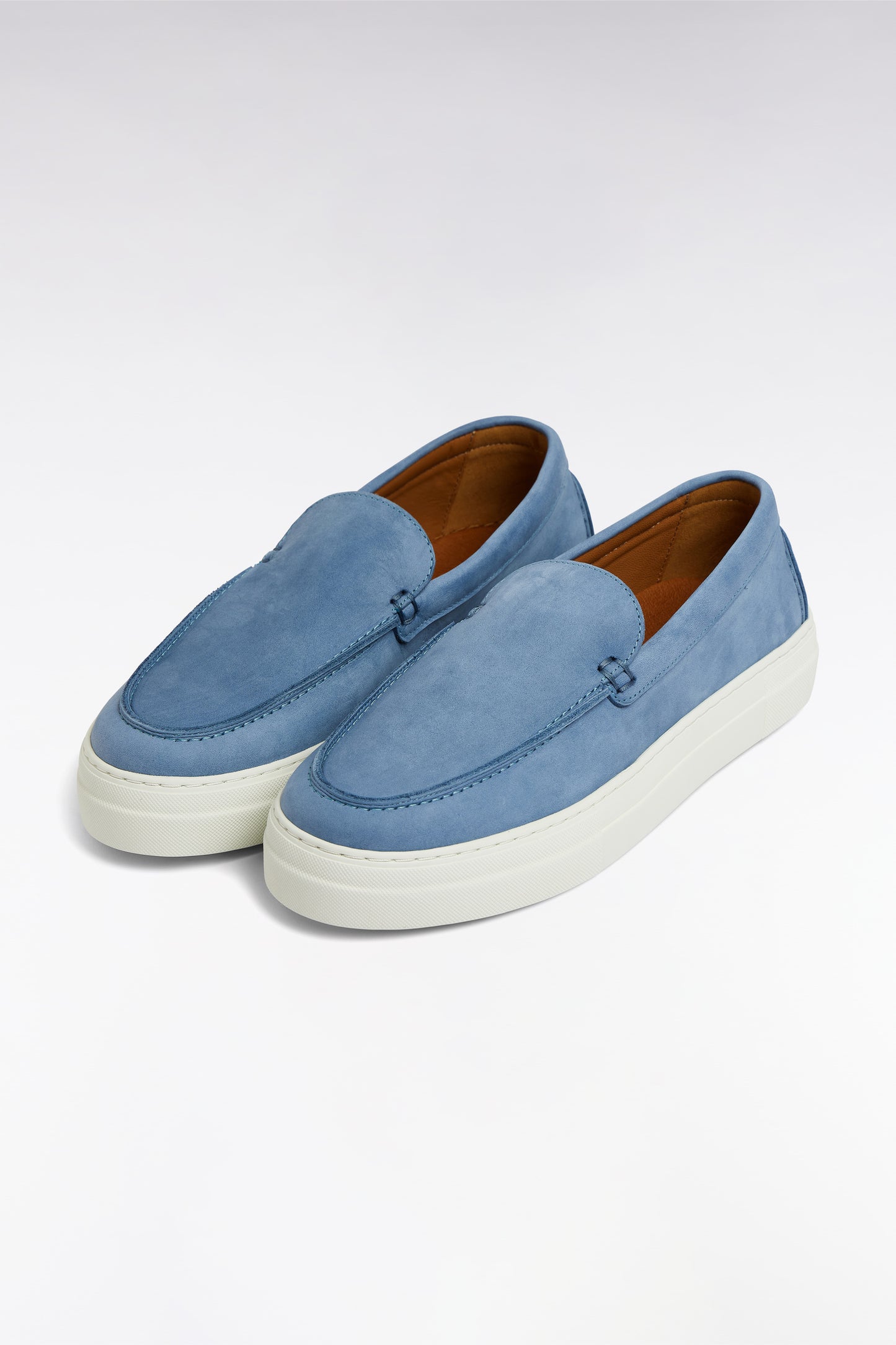 Mocassins à semelles sneakers en cuir suédé bleu gris