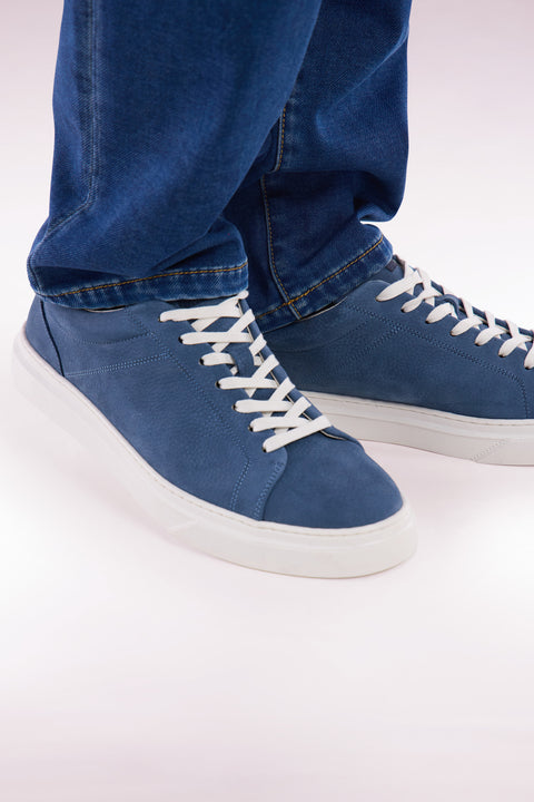 Baskets basses en cuir bleu gris - Image 2