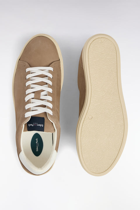 Camel suede leather low-top sneakers - Image 3