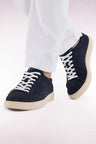 Navy suede leather low-top sneakers