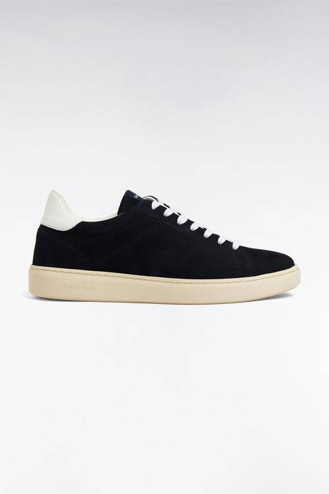 Navy suede leather low-top sneakers - Image 1