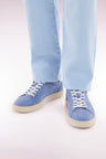 Blue-grey suede leather low-top sneakers
