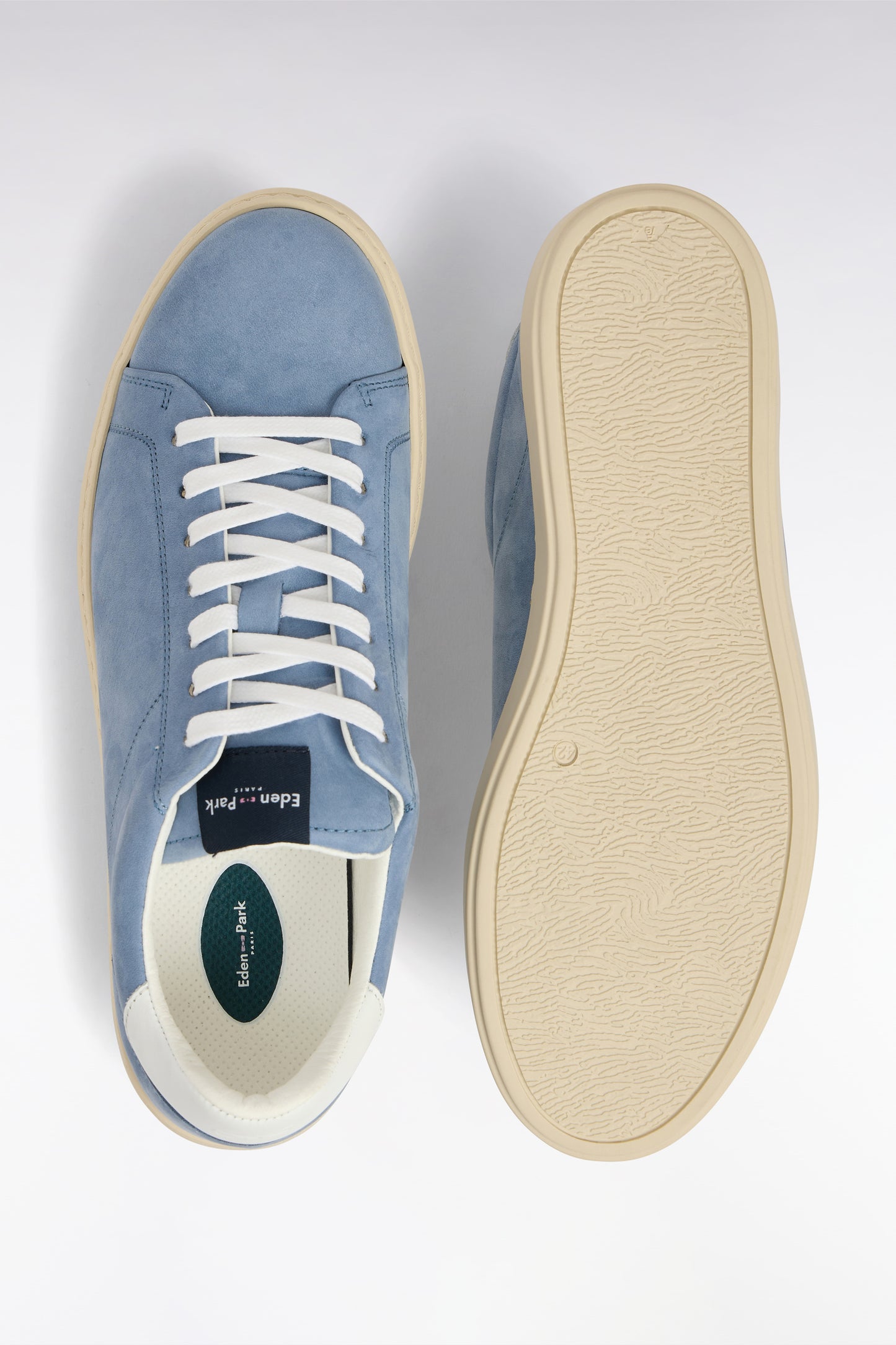 Blue-grey suede leather low-top sneakers