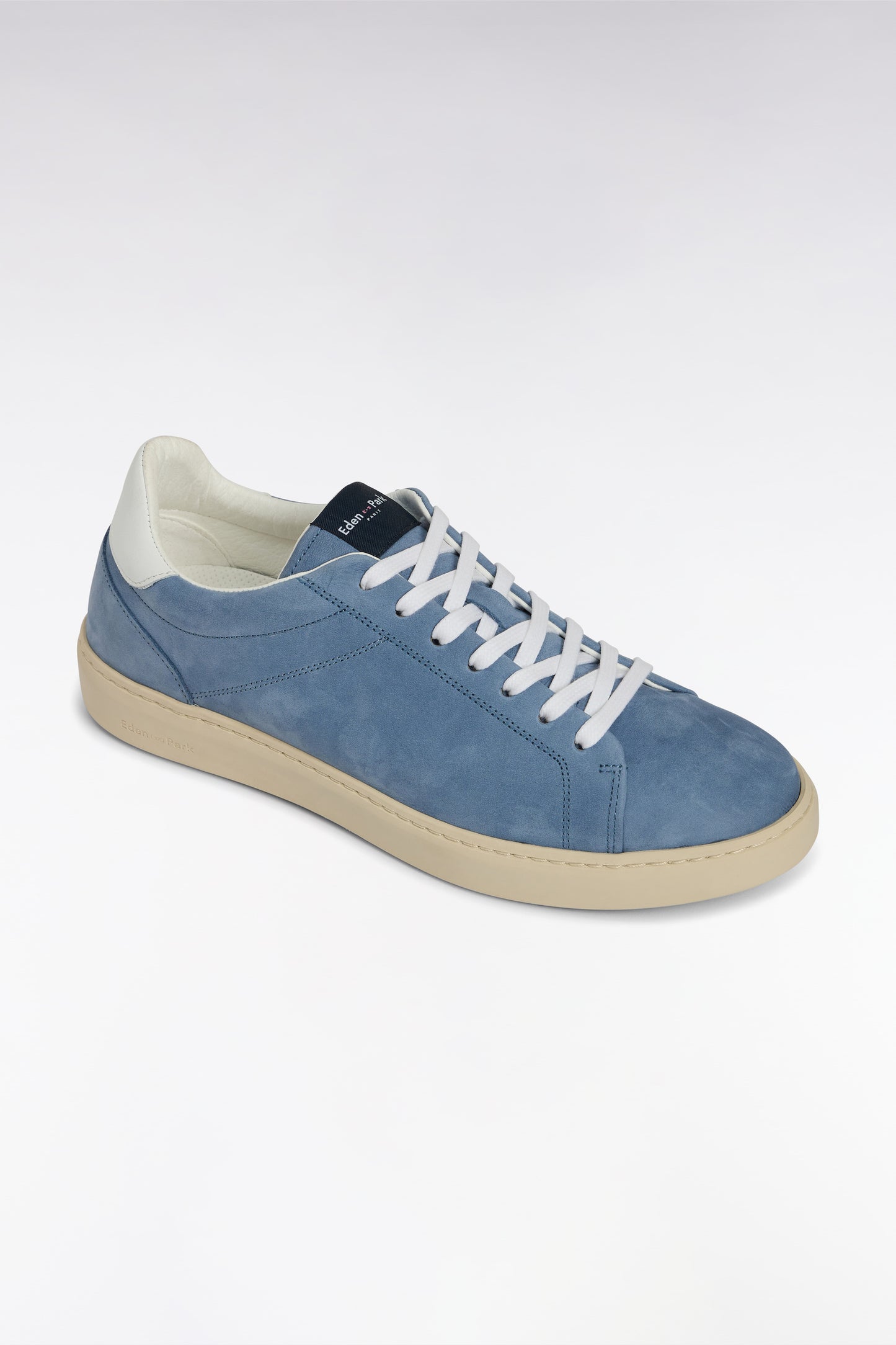 Blue-grey suede leather low-top sneakers