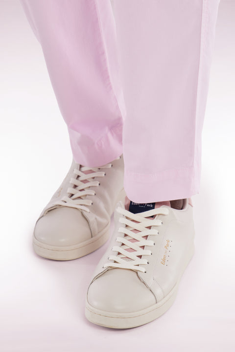 Beige leather low-top sneakers - Image 2