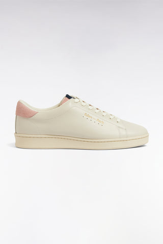 Beige leather low-top sneakers