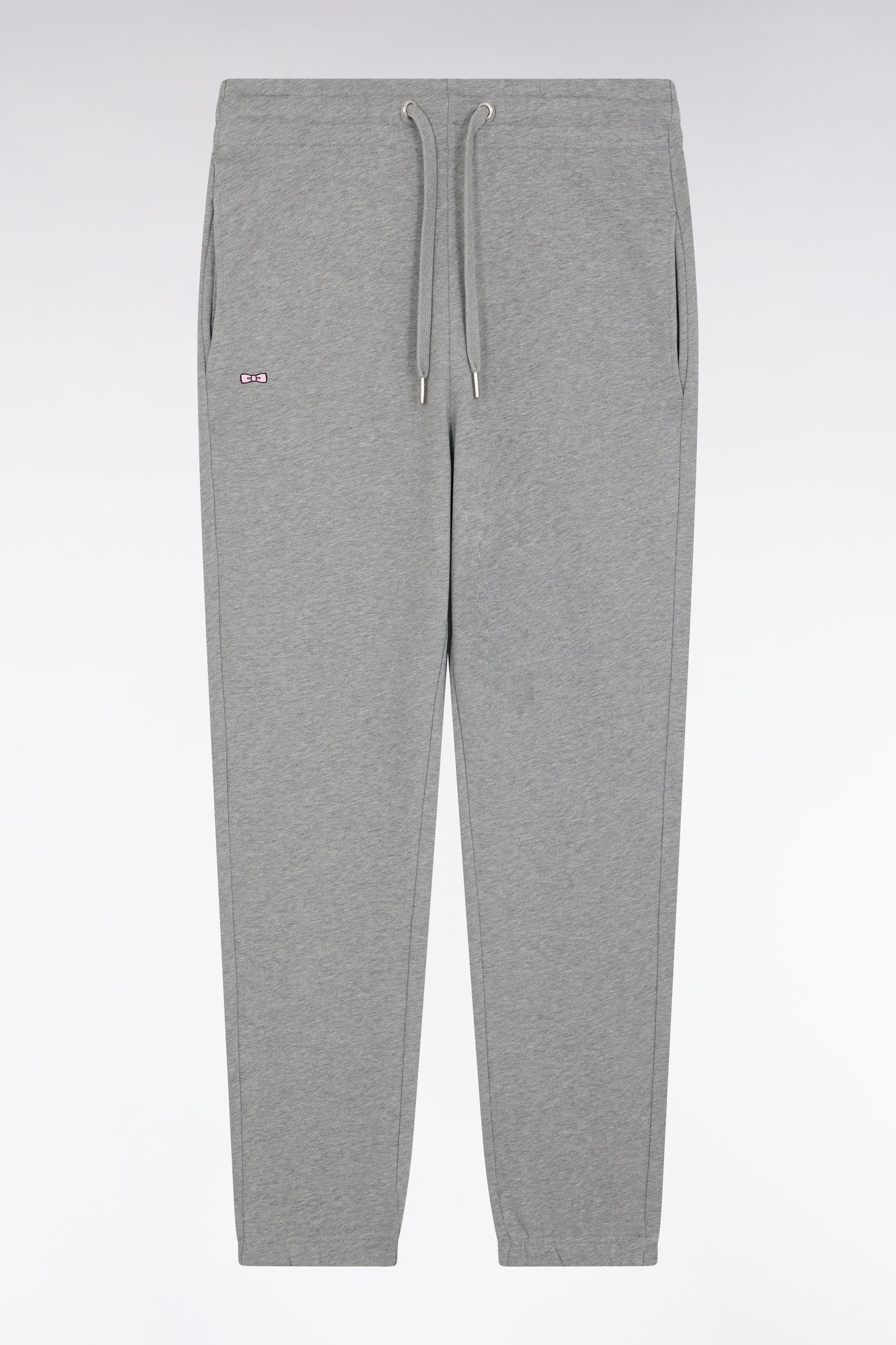 Grey straight-cut cotton fleece jogging shorts
