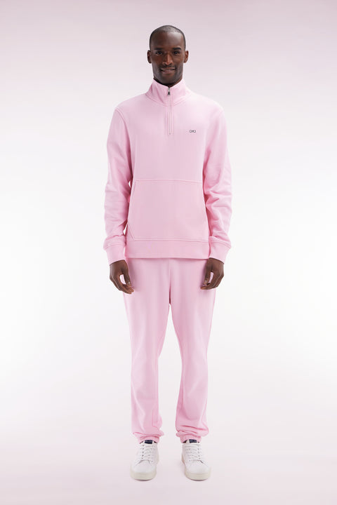 Jogging en molleton coton rose coupe droite - Image 1