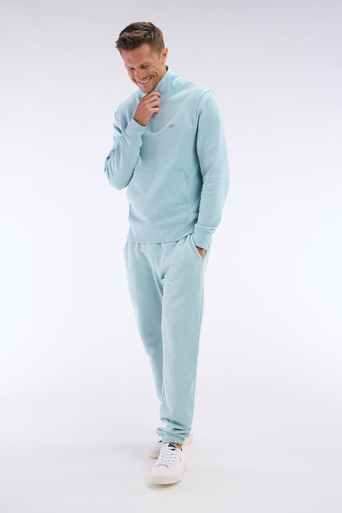 Jogging en molleton coton vert d'eau coupe droite - Image 3