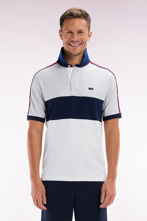 Straight cut and sew short-sleeved rugby jersey in white cotton - Image 1